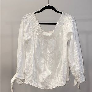 White ruffle off shoulder top